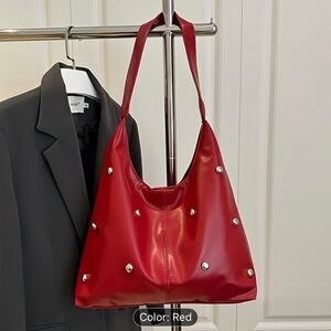 Elegant Red Studded Women's Bag